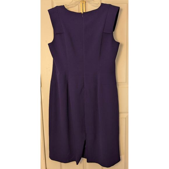 Nine West Blue-Violet Curvy Cocktail Party Dress 16 1X Stretch Knit V Neckline - Picture 2 of 3